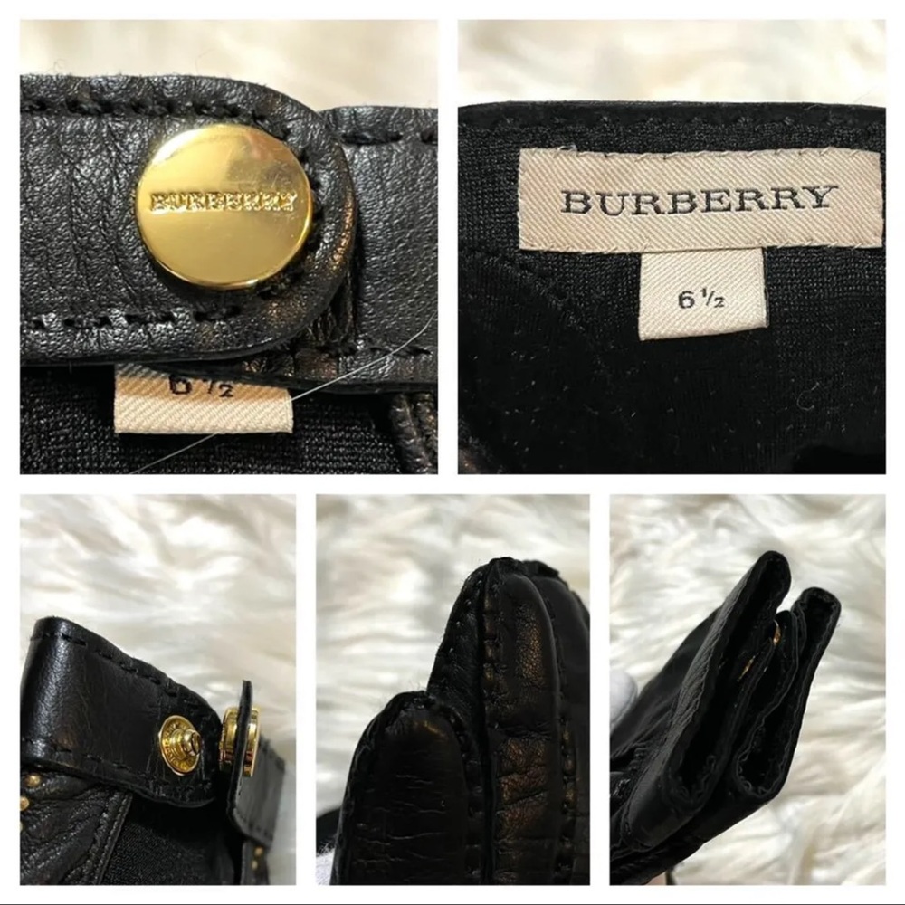 AUTH Burberry studs leather biker gloves black - Picture 2 of 6